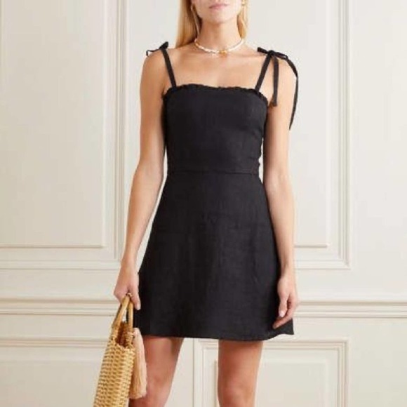 Honorine Poppy Linen Mini Dress size XS SM Black - Picture 1 of 16